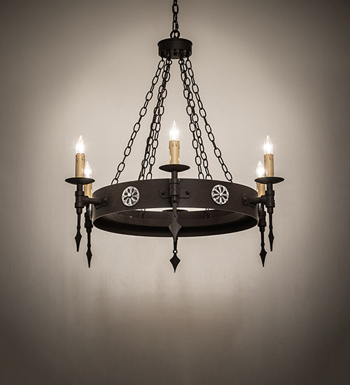 34" Wide Warwick 6 Light Chandelier