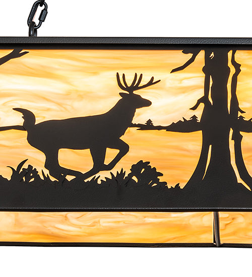 48" Long Deer At Lake Oblong Pendant