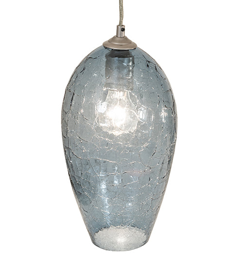 44" Long Crackle Orb Mouth Blown 3 Light Island Pendant