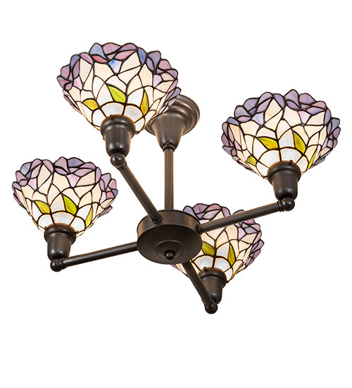 28" Wide Daffodil Bell Revival 4 Light Chandelier