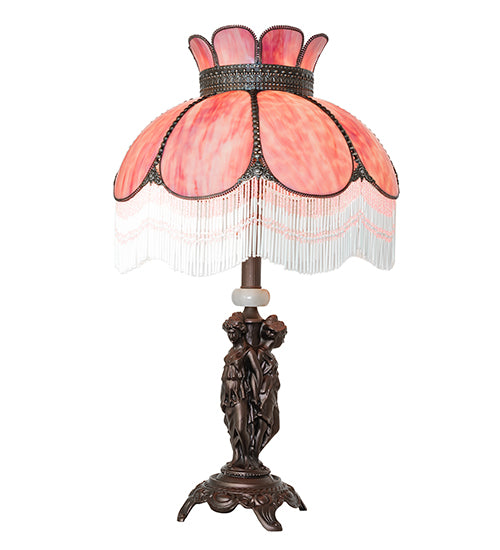 30" High Anabelle Three Graces Fringed Table Lamp