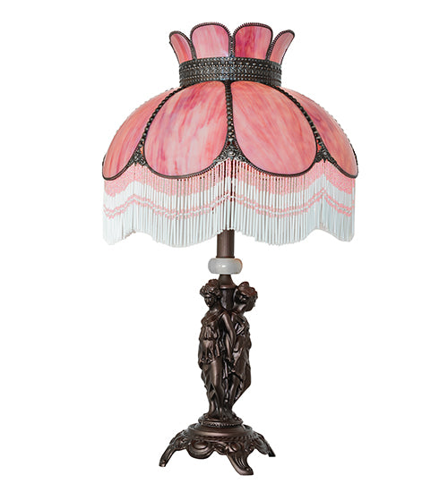 30" High Anabelle Three Graces Fringed Table Lamp