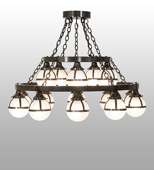 40" Wide Bola Tavern 15 Light Two Tier Chandelier