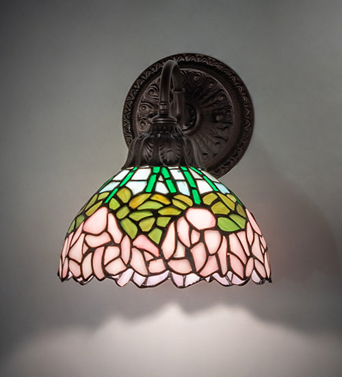 8" Wide Tiffany Cabbage Rose Wall Sconce