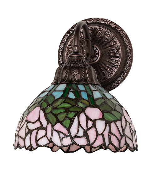 8" Wide Tiffany Cabbage Rose Wall Sconce