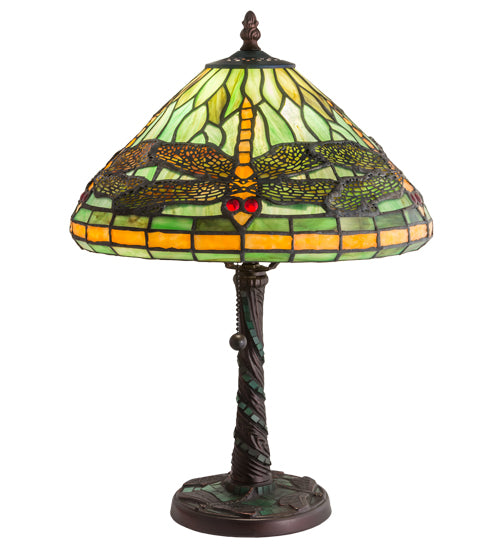 16"H Tiffany Dragonfly W/ Twisted Fly Mosaic Base Accent Lamp