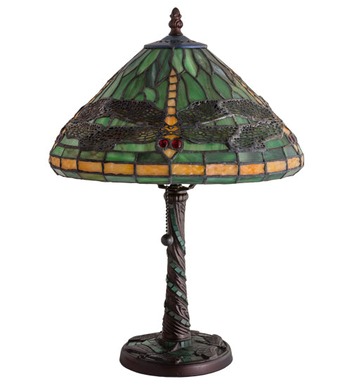 16"H Tiffany Dragonfly W/ Twisted Fly Mosaic Base Accent Lamp