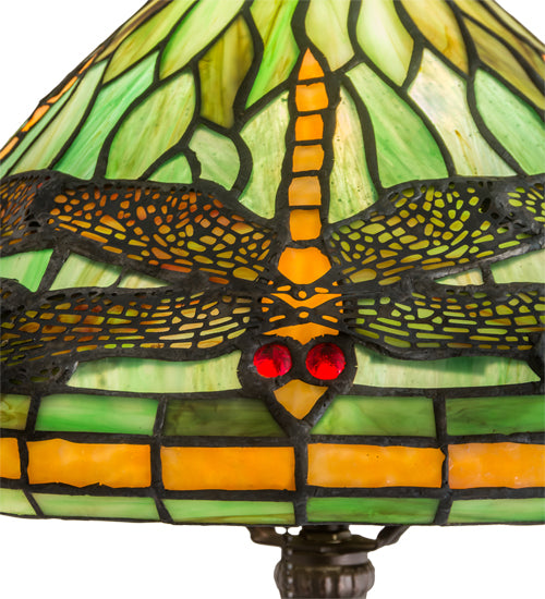 16"H Tiffany Dragonfly W/ Twisted Fly Mosaic Base Accent Lamp