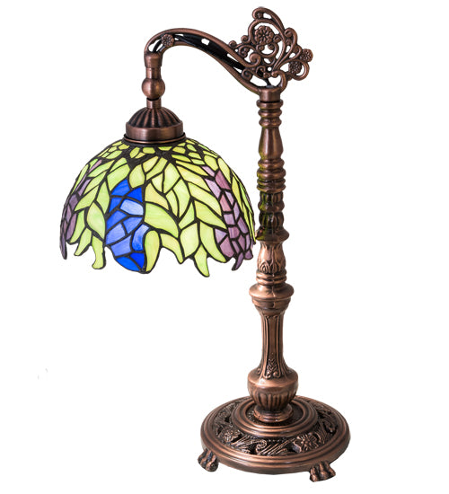 19"H Tiffany Honey Locust Bridge Arm Desk Lamp