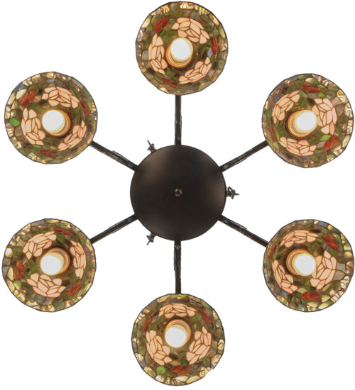 32"W Tiffany Rosebush 6 Lt Chandelier