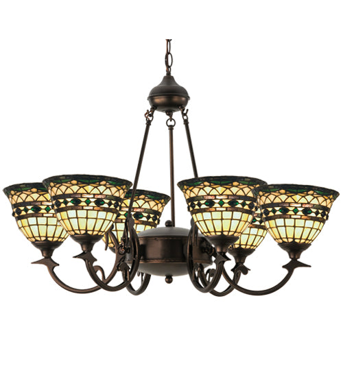 32"W Tiffany Roman 6 Lt Chandelier