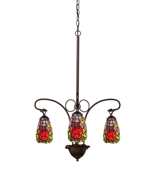 23"W Rosebush 3 Lt Chandelier