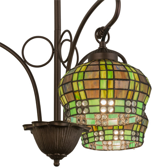 26"W Jeweled Basket 3 Lt Chandelier