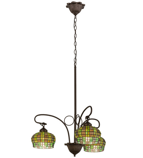 26"W Jeweled Basket 3 Lt Chandelier