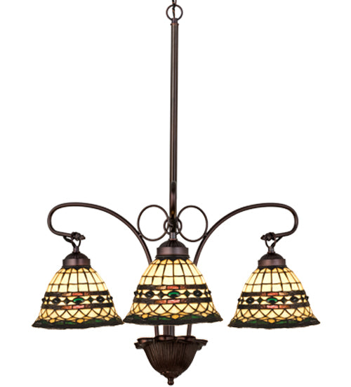 24"W Tiffany Roman 3 Lt Chandelier