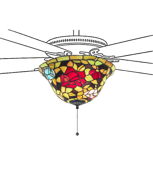 12"W Tiffany Rosebush Fan Light Fixture