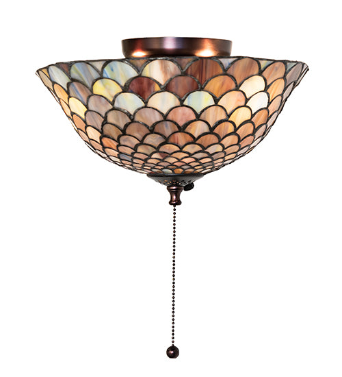 12" Wide Tiffany Fishscale Fan Light Fixture