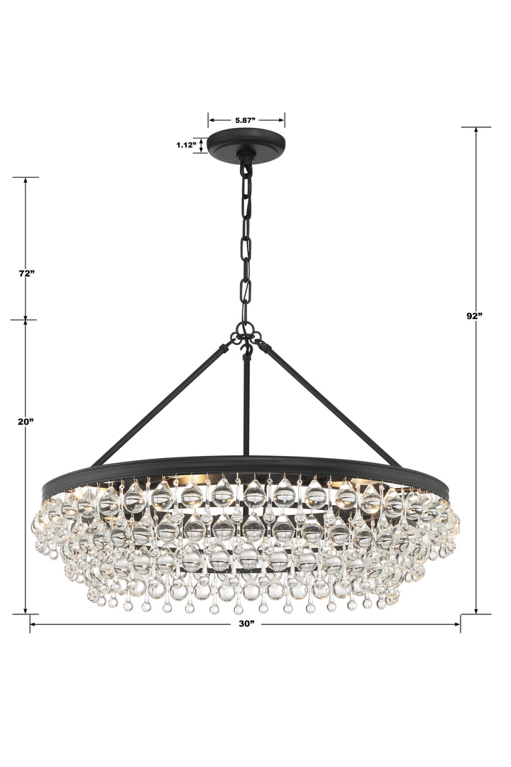 Crystorama Calypso 6 Light Matte Black Chandelier