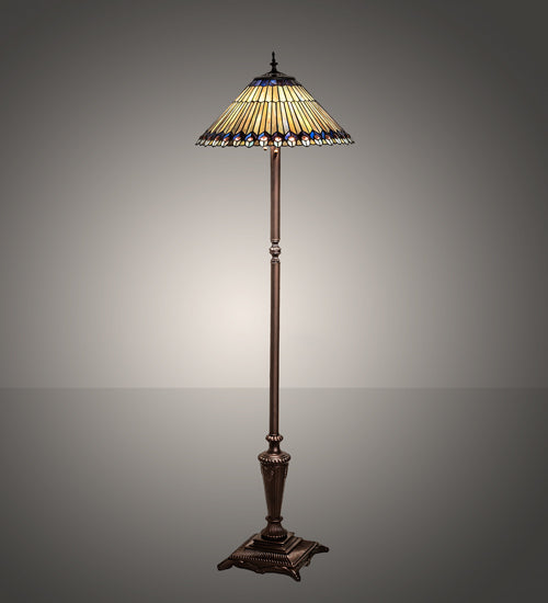 64" High Tiffany Jeweled Peacock Floor Lamp