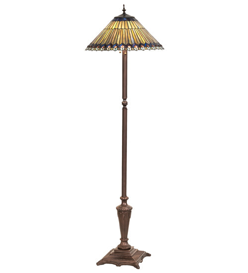 64" High Tiffany Jeweled Peacock Floor Lamp