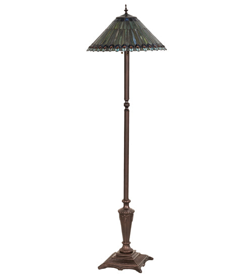 64" High Tiffany Jeweled Peacock Floor Lamp