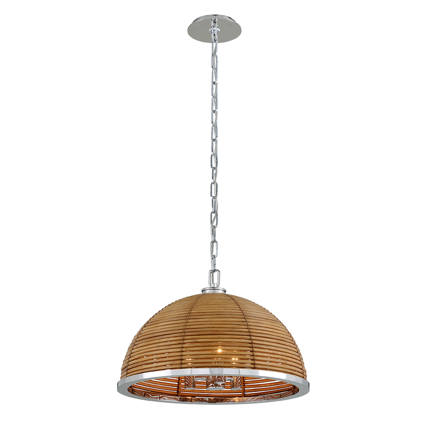 Carayes Chandelier 13" - Natural Rattan Stainless Steel