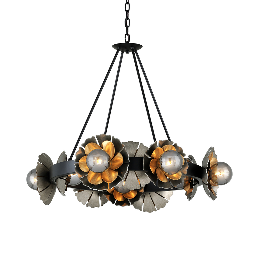 Magic Garden Chandelier 27" - Black Graphite Bronze Leaf