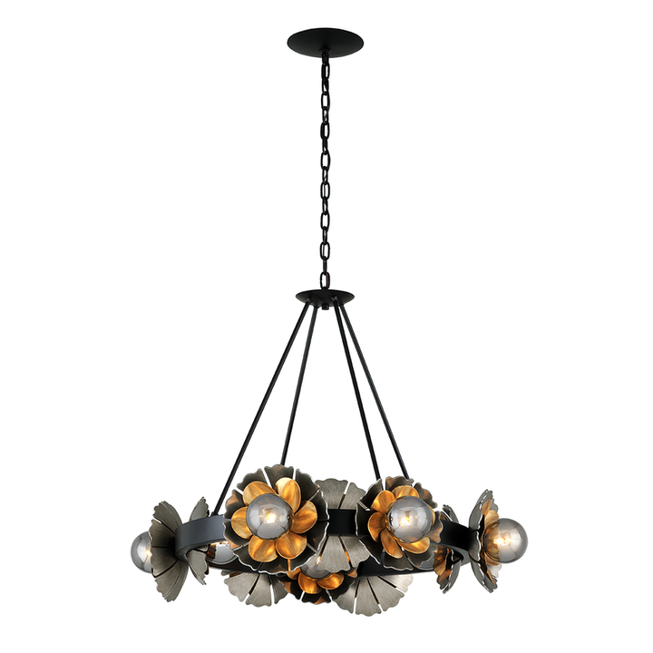 Magic Garden Chandelier 27" - Black Graphite Bronze Leaf