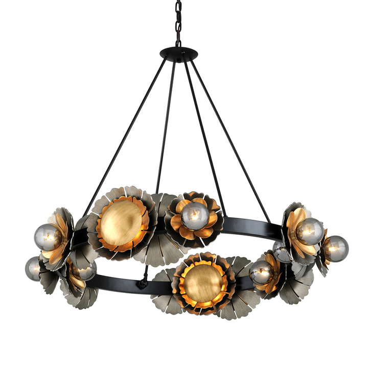 Magic Garden Chandelier 37" - Black Graphite Bronze Leaf