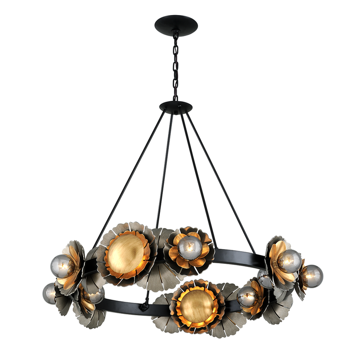 Magic Garden Chandelier 37" - Black Graphite Bronze Leaf