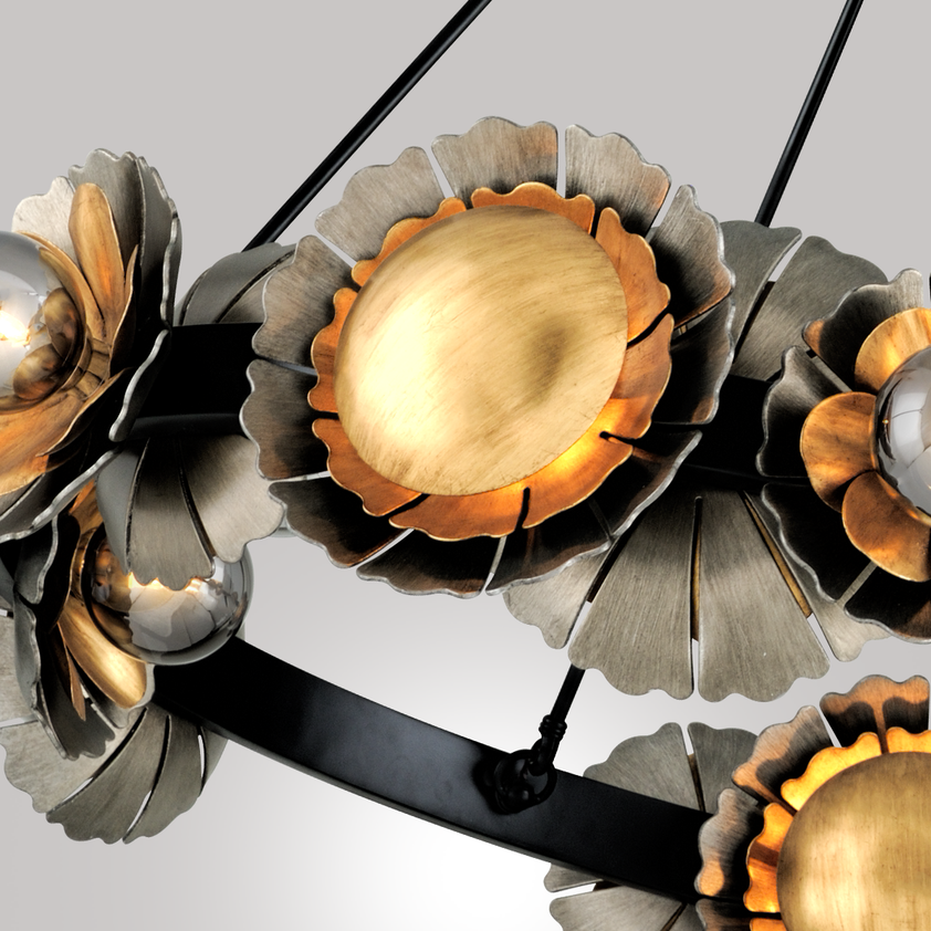 Magic Garden Chandelier 49" - Black Graphite Bronze Leaf