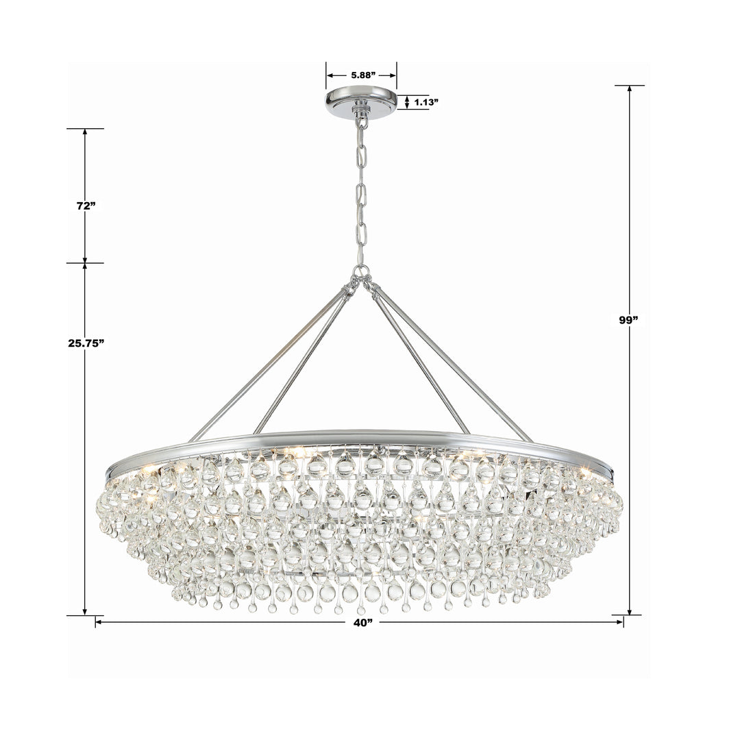 Crystorama Calypso 8 Light Crystal Teardrop Polished Chrome Chandelier