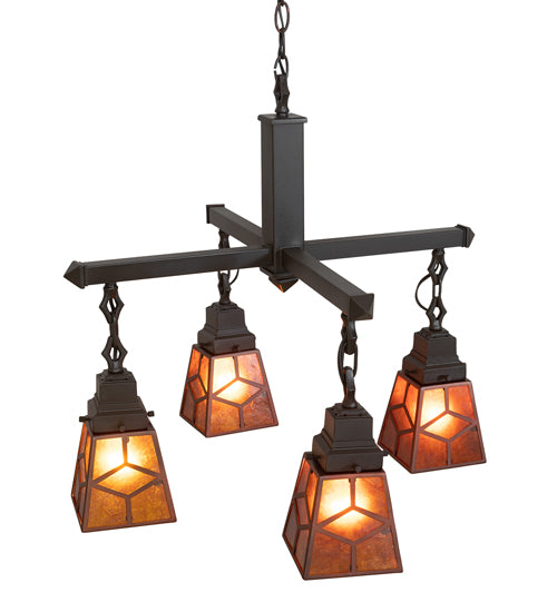 24" Wide Bungalow Mission 4 Light Chandelier