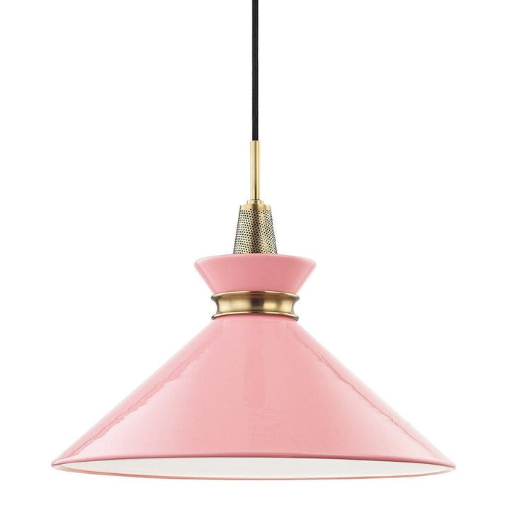 Kiki Pendant 15" - Aged Brass/Pink