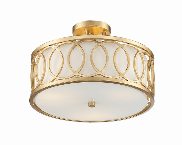 Crystorama Libby Langdon Graham 3 Light Antique Gold Semi Flush Mount