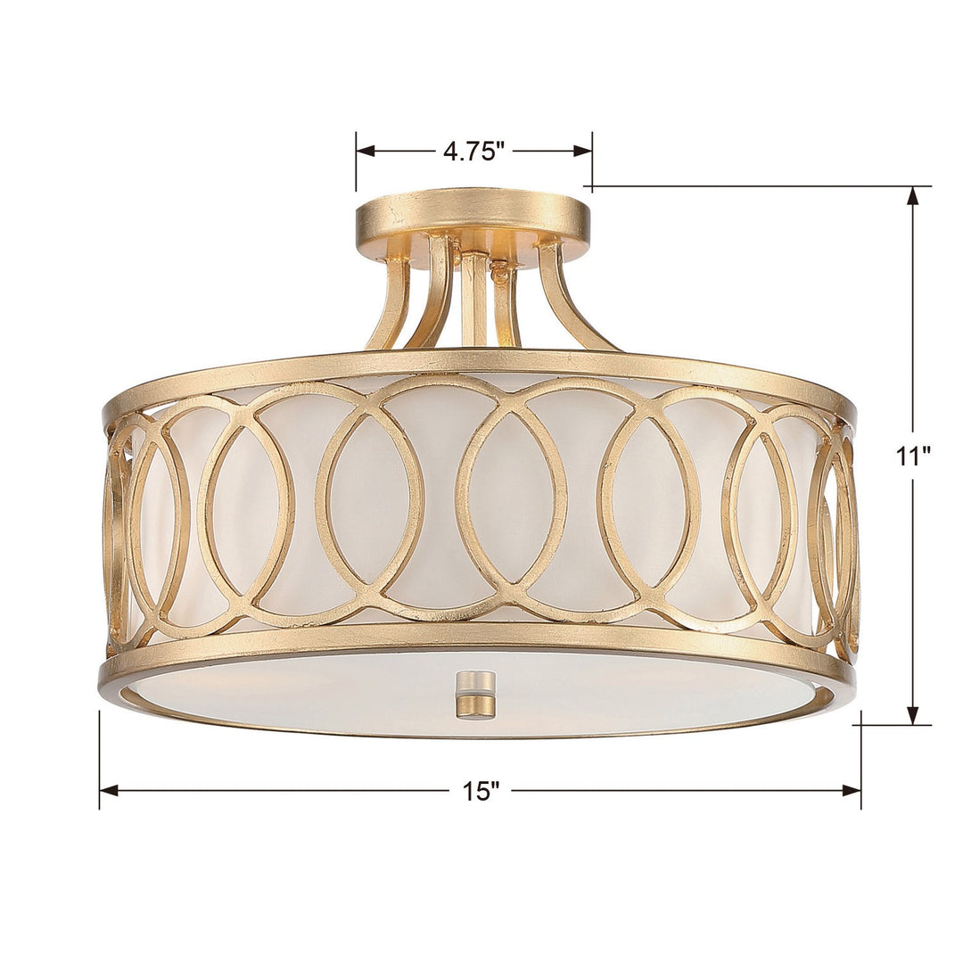 Crystorama Libby Langdon Graham 3 Light Antique Gold Semi Flush Mount