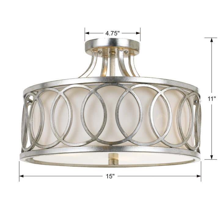 Crystorama Libby Langdon Graham 3 Light Antique Gold Semi Flush Mount