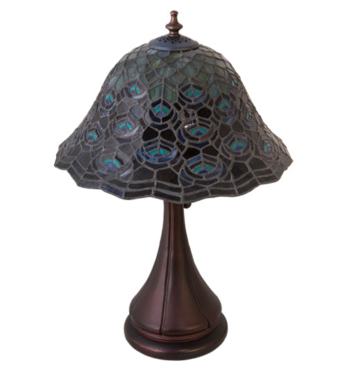 18"H Tiffany Peacock Feather Accent Lamp