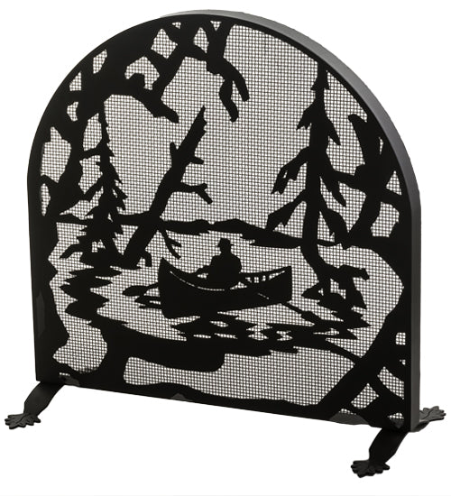 30"W X 30"H Canoe At Lake Arched Fireplace Screen