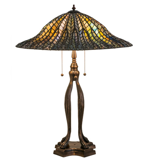 31"H Tiffany Lotus Leaf Table Lamp