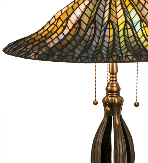 31"H Tiffany Lotus Leaf Table Lamp