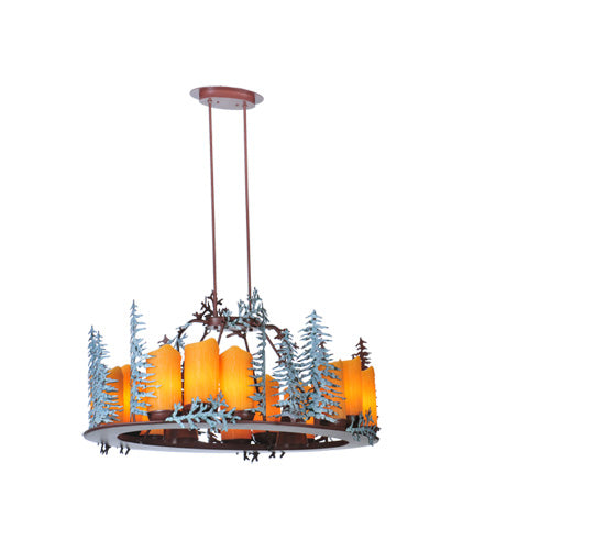 42"L Tall Pines 12 Lt Oval Chandelier