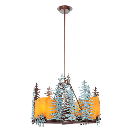 42"L Tall Pines 12 Lt Oval Chandelier