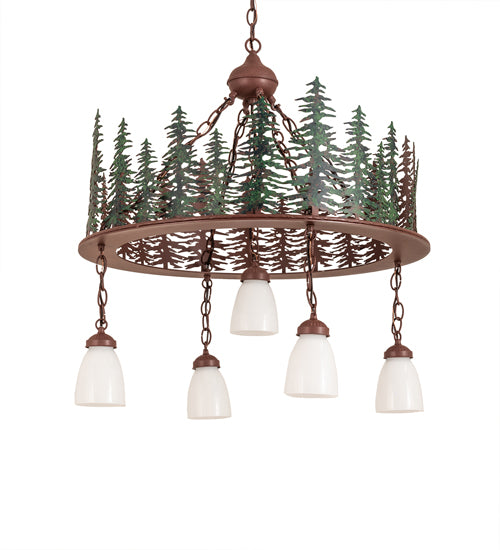 28" Wide Tall Pines 5 Light Chandelier