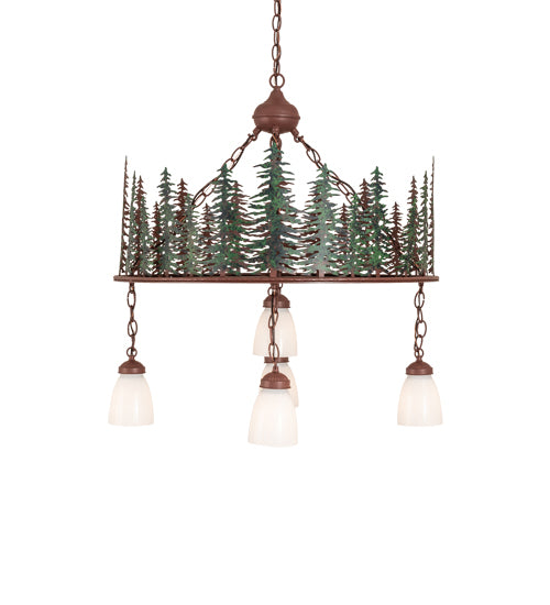 28" Wide Tall Pines 5 Light Chandelier