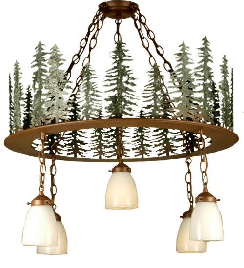 28"W Tall Pines 5 Lt Chandelier