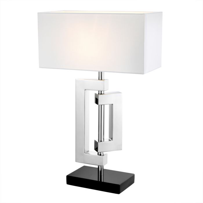 Table Lamp Leroux Polished Stainless Steel Including Shade