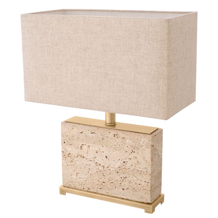 Table Lamp Newton Small Travertine Including Shade