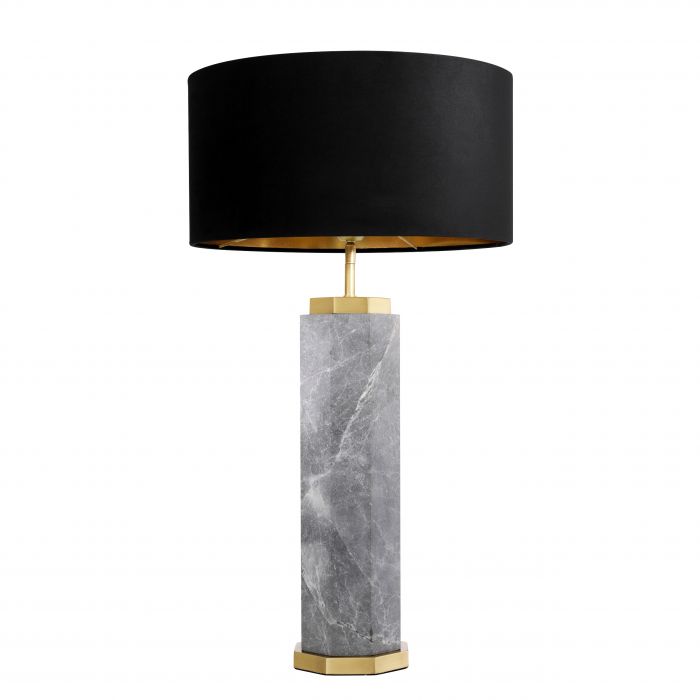 Table Lamp Newman Grey Marble Including Shade