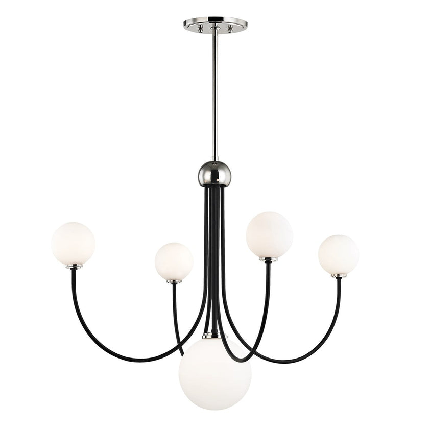 Coco Chandelier 24" - Polished Nickel/Dusk Black